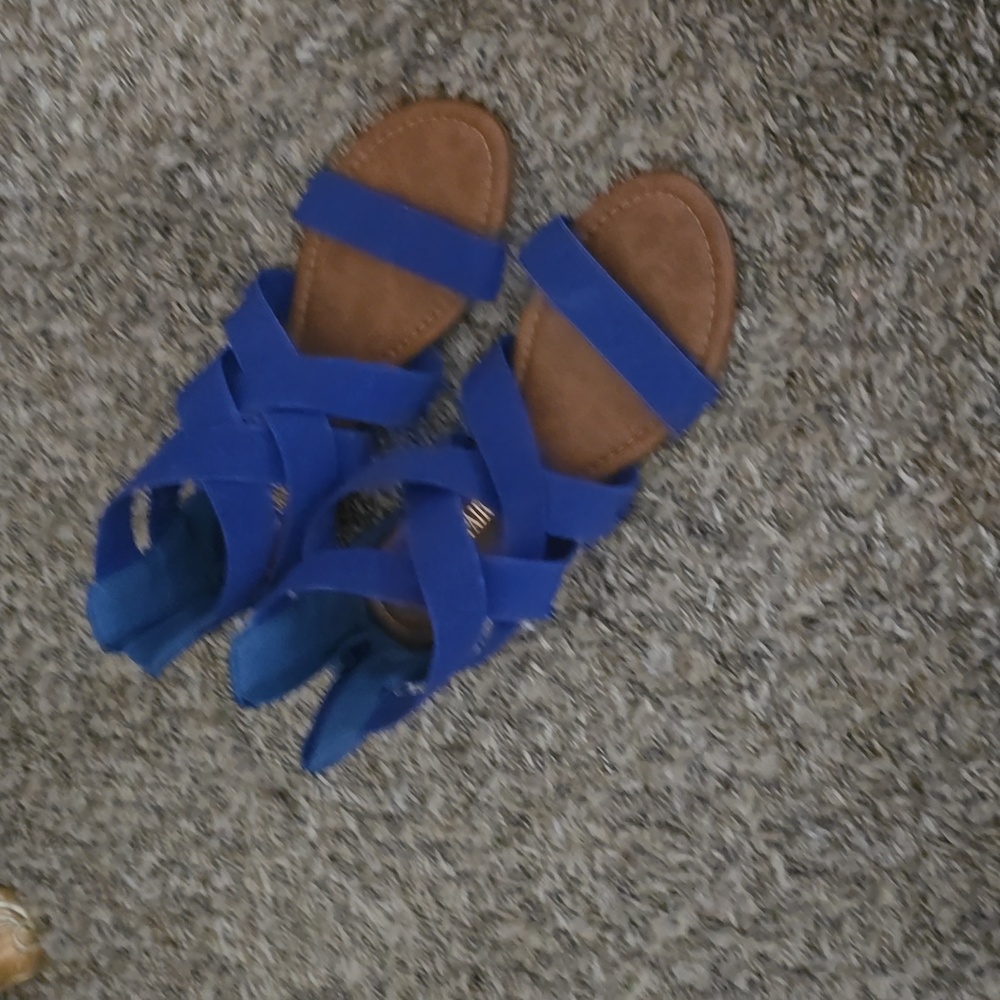 Saphire Blue Grecian style sandal NEW, never worn
